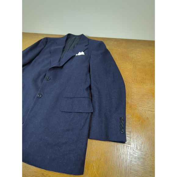 VINTAGE Samuelsohn 3 Piece Suit - Mens 40R x 34 Waist -  Navy Blue 100% Wool - Picture 4 of 16